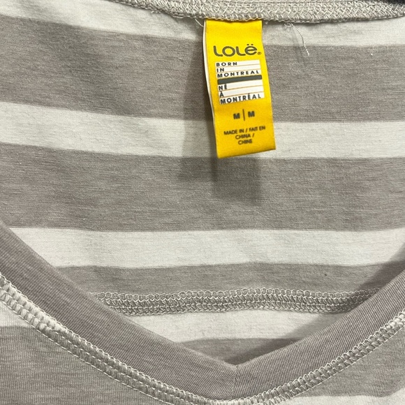 Lolë Montréal Striped Dress - Size Medium (Gray & White) - Picture 3 of 6